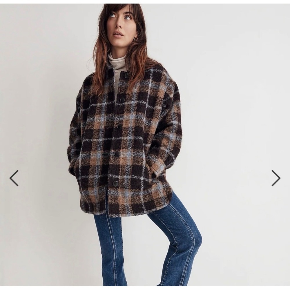 Madewell Belrose Plaid Shirt Jacket Wool Oversized Barn Shacket Cabin-core Sz M